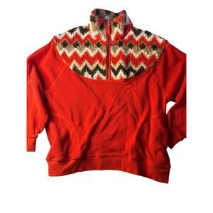 Aerie XS Overside Fleece Quarter Zip Southwest Aztec Apres Ski Lodge Cozy Nordic
